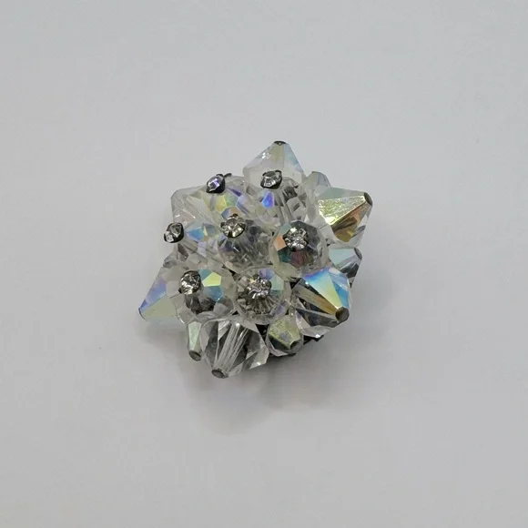 VINTAGE Aurora Borealis Beaded Crystal Brooch - Picture 6 of 8